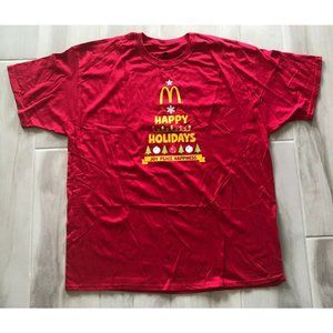 RARE NOS VINTAGE MCDONALD'S HAPPY HOLIDAYS CHRISTMAS TREE COTTON XXL 2XL T-SHIRT